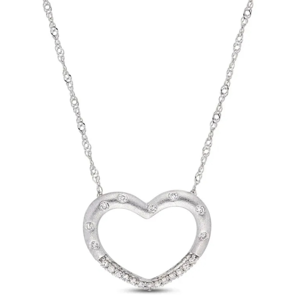 Diamond Heart Necklace 1/10 ct tw Round 10K White Gold 17" by Jared